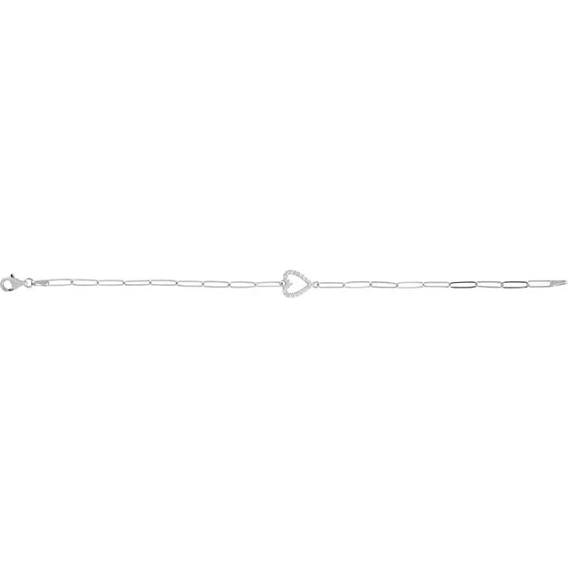 Silver bracelet with heart pendant on a white background