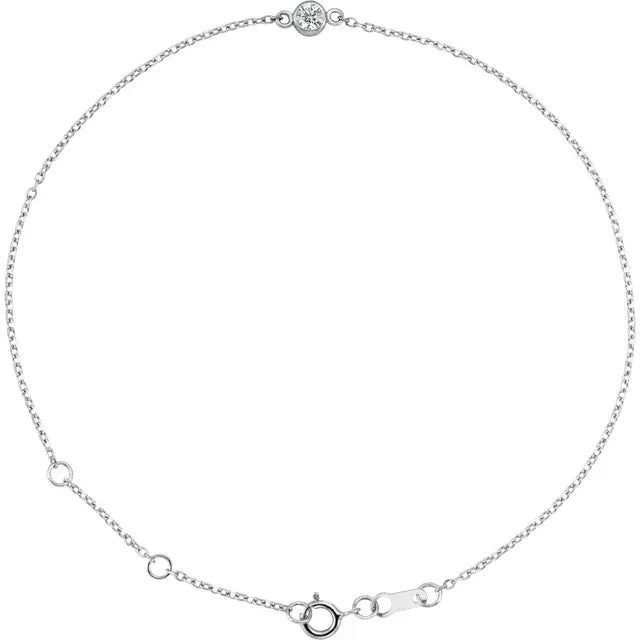 Silver bracelet with a one diamond in bezel set