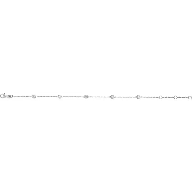Silver diamond station bracelet on a white background