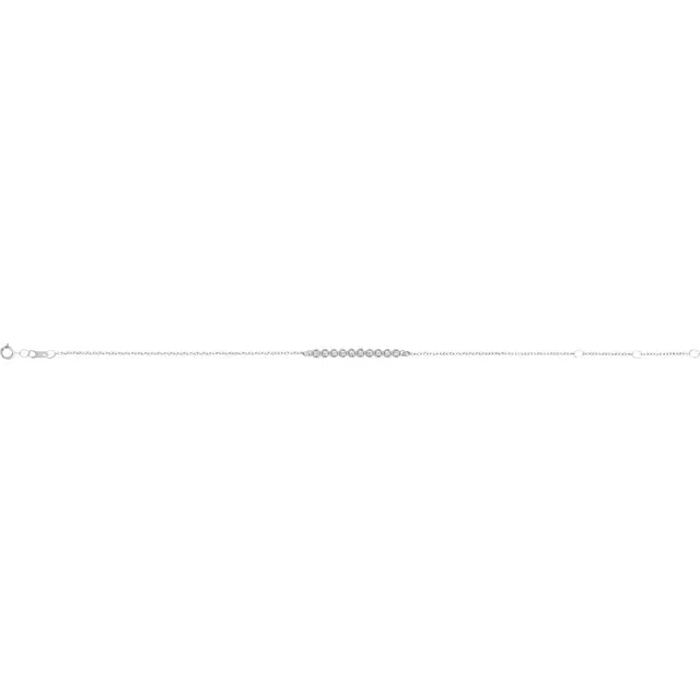 Silver diamond bar bracelet with a chain link design on a white background