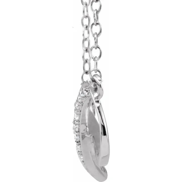 Side view white Gold necklace with infinity diamond pendant