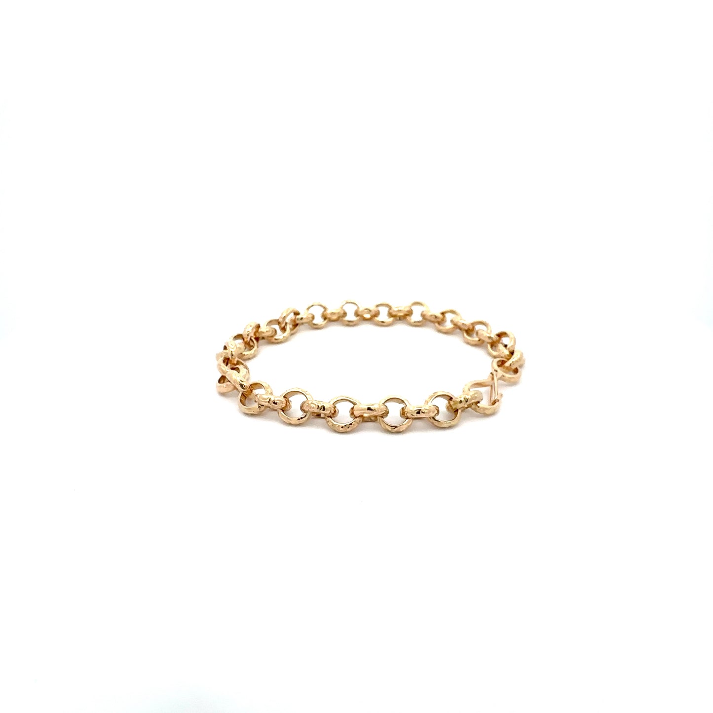 14KY Rolo Link Bracelet with Georgian Pattern
