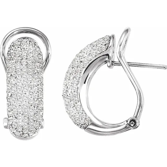 White gold diamond clip earring on a white background