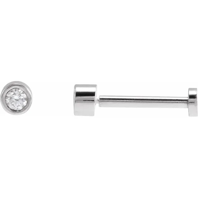 White gold diamond stud earrings on a white background