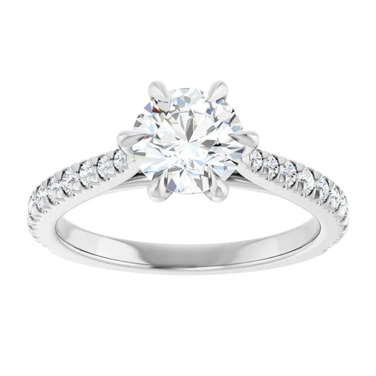 14K White Gold 1 CT Round Diamond Engagement Ring