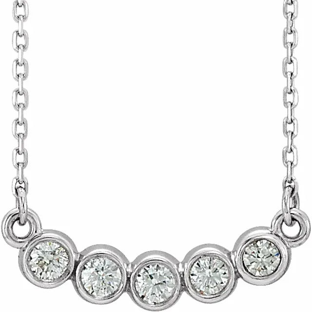 Front view White Gold Diamond Bezel-Set Necklace