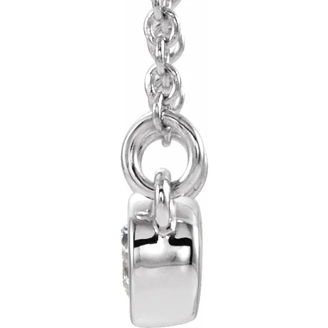 White Gold Necklace with a diamond in bezel setting pendant