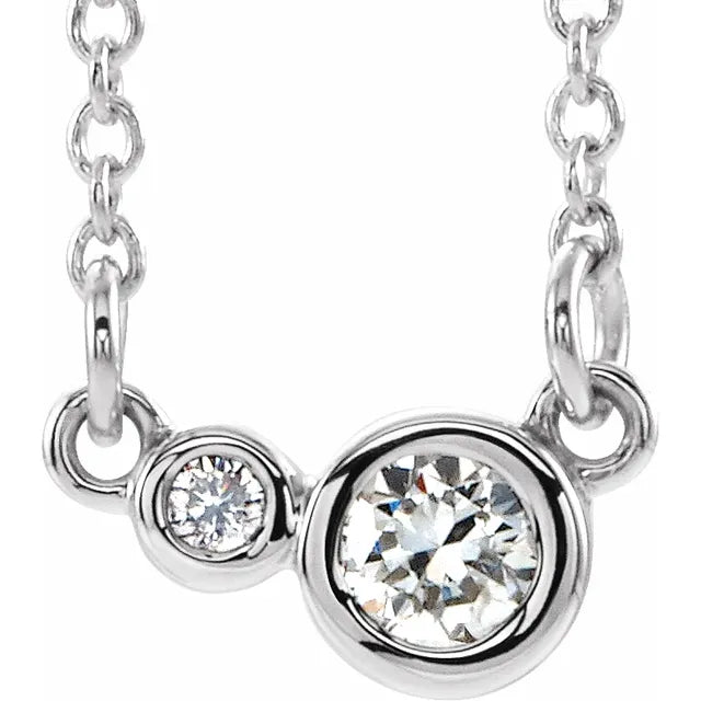 White Gold Necklace with a diamond in bezel setting pendant