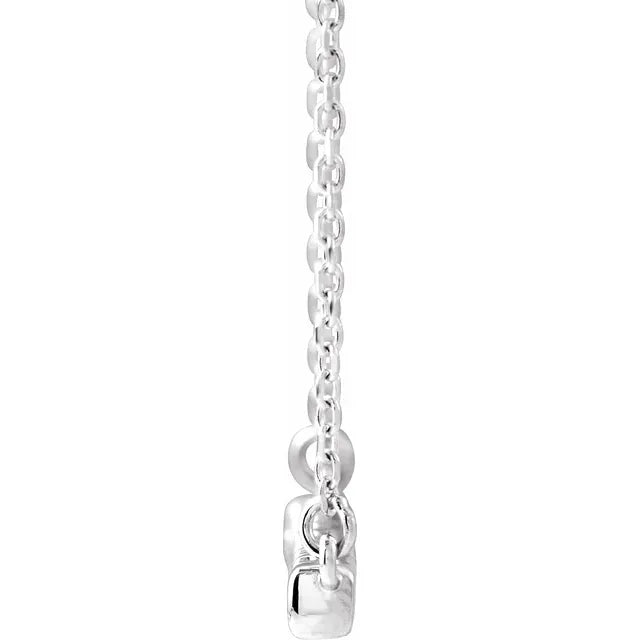 14K white gold bar necklace with French-set diamonds