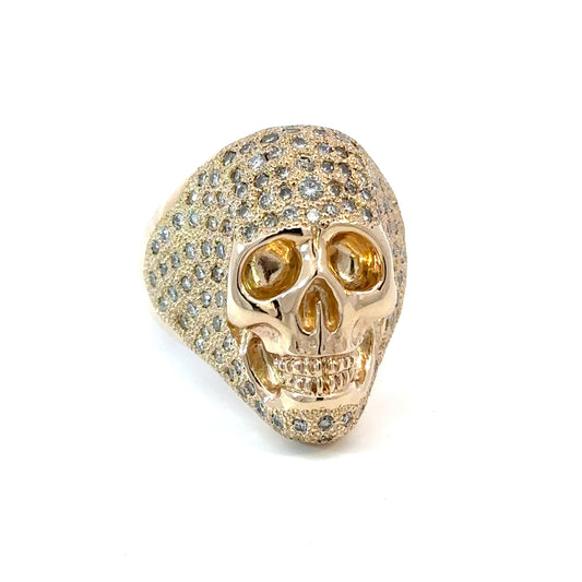 14KY Diamond Skull Ring