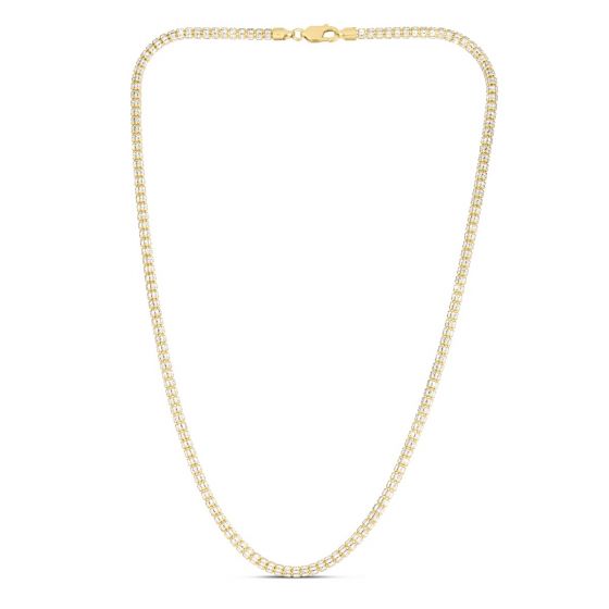 14K Two-tone silver and yellow gold Fancy ice chain with lobster clasp