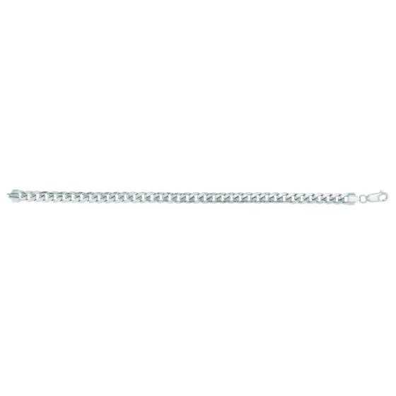 Silver Cuban link bracelet on a white background.