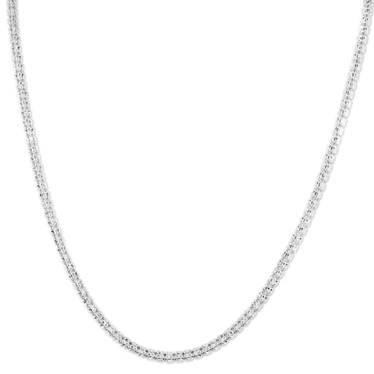 14K White Gold Ice Chain with Lobster Clasp on a white background