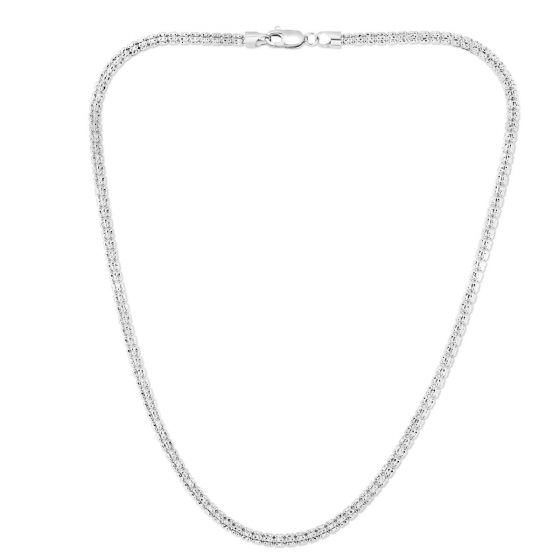 14K White Gold Ice Chain with Lobster Clasp on a white background