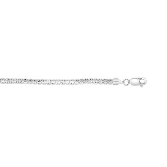 14K White Gold Ice Chain with Lobster Clasp on a white background