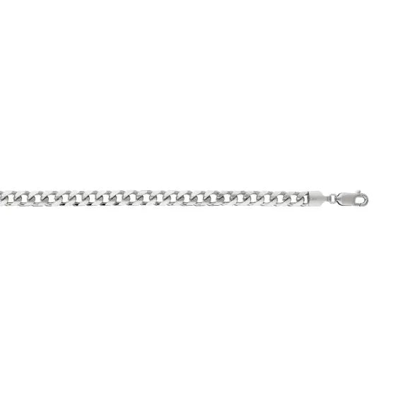 Silver Cuban link bracelet on a white background.