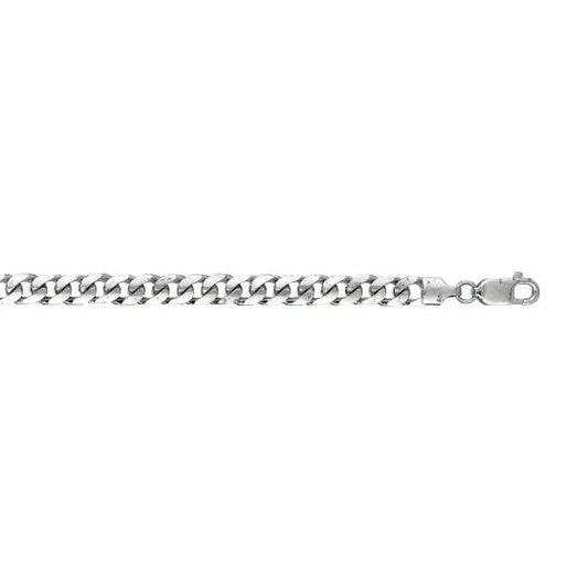 Silver Cuban link bracelet on a white background.